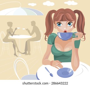The girl in the cafe