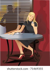 the girl in cafe.