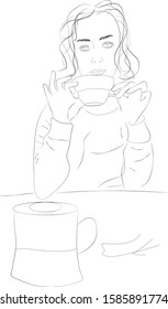 
girl in a cafe with a cup of coffee