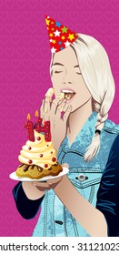 Girl with cake