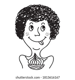 Girl and cake. Vector illustration