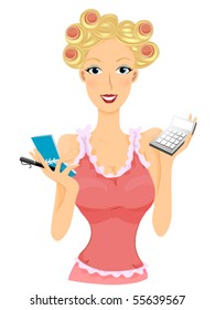 Girl Calculating Budget - Vector