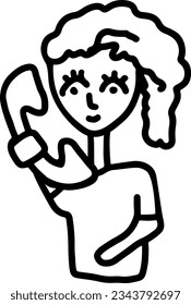 Girl Call with Phone Simple Sketch