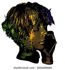 The girl is calling. 3D mesh vector art