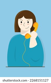 A girl calling someone on the phone vector Illustration design png