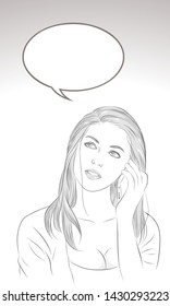 Girl calling to someone with smartphone. vector illustration isolated cartoon hand drawn gray color