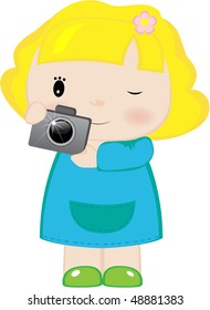 The girl with the camera in hands