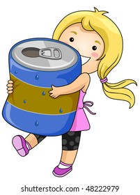Girl with Can of Drink - Vector