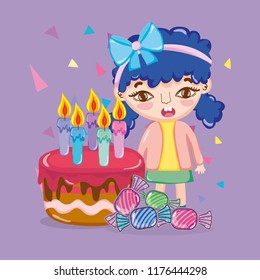 Girl and candies cartoons