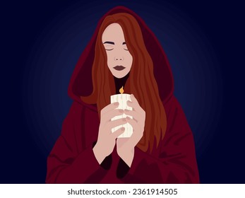 chica con velas. bruja. brujería. Místico. mágico