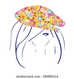 Girl with cap made of flowers