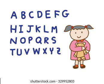 a girl with capital letter of English alphabet