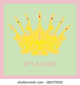 It's a girl card with crown design and decorative border