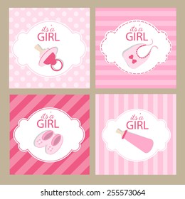 it's a girl card set. vector