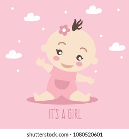 It's A Girl Card Vector