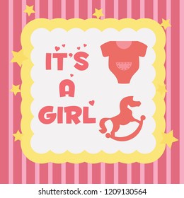 it's a girl card, vector illustration