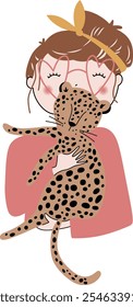 Girl Caring Loving her pussy cat vector t-shirt design