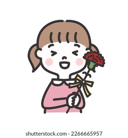 Girl with a Carnation Mother's Day Illustration