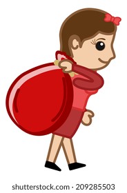 Girl Carrying Santa Bag - Christmas Concept
