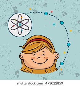 girl cartoon atom icon vector illustration design