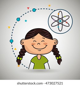 girl cartoon atom icon vector illustration design