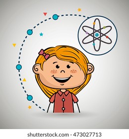girl cartoon atom icon vector illustration design