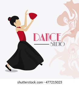 girl cartoon avatar dancer dance studio academy advertising icon. Colorful design. Splash background. Vector illustration