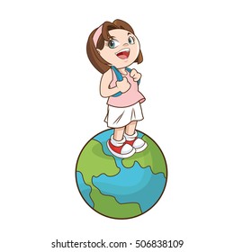 Girl cartoon of back to school design