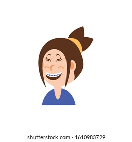 Girl cartoon with brown hair design, Kid childhood little people lifestyle casual person cheerful and cute theme Vector illustration