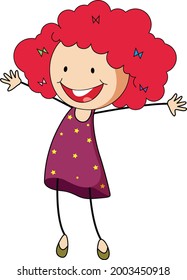 A girl cartoon character in doodle style isolated illustration