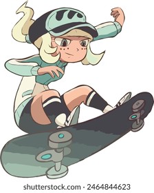 A Girl Cartoon Character on a Skate Board