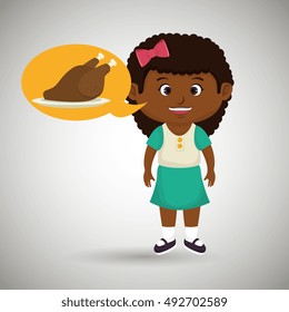 girl cartoon chicken food