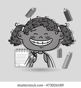 girl cartoon child notebook vector illustration design