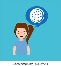 girl cartoon cookie cream dessert icon vector illustration eps 10