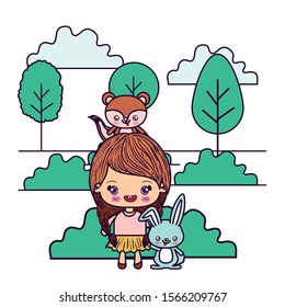 Girl cartoon design, Kawaii expression cute character funny and emoticon theme Vector illustration