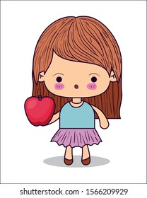 Girl cartoon design, Kawaii expression cute character funny and emoticon theme Vector illustration