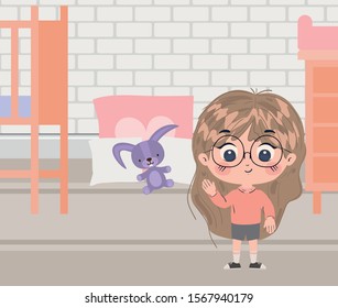 Girl cartoon design, Kid childhood little people lifestyle and person theme Vector illustration