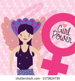 Girl cartoon design, Power strong woman female feminism freedom and fight theme Vector illustration