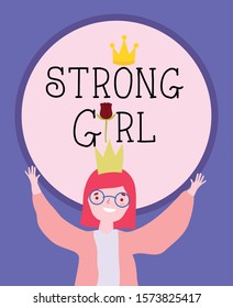 Girl cartoon design, Power strong woman female feminism freedom and fight theme Vector illustration