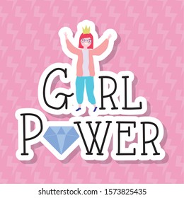 Girl cartoon design, Power strong woman female feminism freedom and fight theme Vector illustration