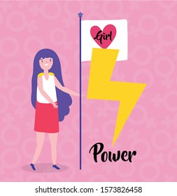 Girl cartoon design, Power strong woman female feminism freedom and fight theme Vector illustration