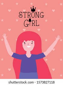 Girl cartoon design, Power strong woman female feminism freedom and fight theme Vector illustration