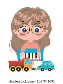 Girl cartoon design, Toys childhood play fun kid game gift and object theme Vector illustration
