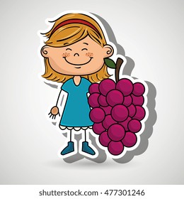 girl cartoon fruit food
