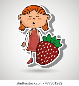 girl cartoon fruit food
