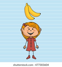 girl cartoon fruit food