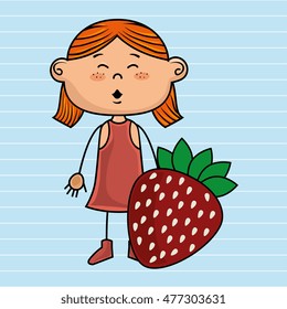 girl cartoon fruit food
