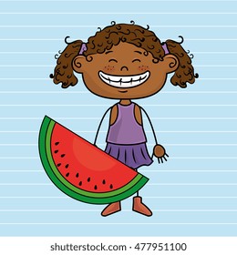 girl cartoon fruit food