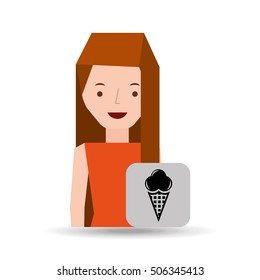 girl cartoon ice cream dessert icon vector illustration eps 10