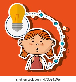girl cartoon idea icon vector illustration design